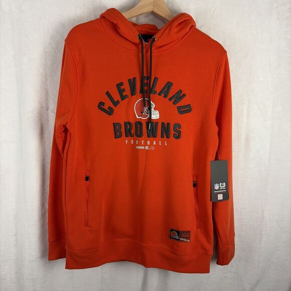 Cleveland Browns Throwback Helmet Logo Hoodie Sz Small Orange NFL Ultra NWT - Picture 1 of 6